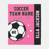 ピンクパーソナライズされたのサッカー選手の名前 フリースブランケット (正面)