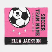 ピンクパーソナライズされたのサッカー選手の名前 フリースブランケット (正面(横))