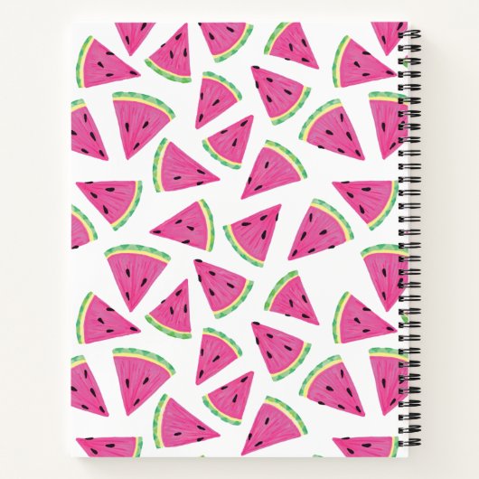 ピンクパーソナライズされたのサマースイカ模様 ノートブック (裏面)