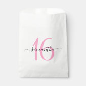 ピンクパーソナライズされたのシグネチャースクリプトSweet 16 フェイバーバッグ (正面)
