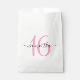 ピンクパーソナライズされたのシグネチャースクリプトSweet 16 フェイバーバッグ