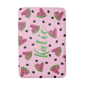 ピンクパーソナライズされたのジューシーなスイカの種子フルーツ バスマット (正面縦)