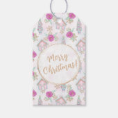 ピンクパーソナライズされたのジンジャーブレッド ギフトタグ (正面)