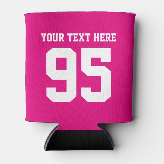 ピンクパーソナライズされたのスポーツのジャージ番号をクーラー 缶クーラー (正面)