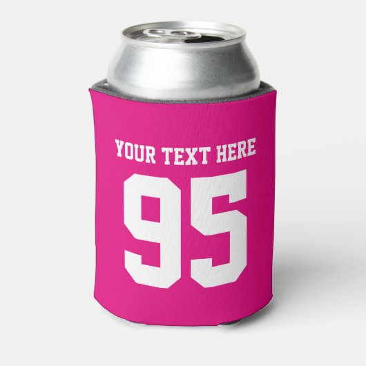 ピンクパーソナライズされたのスポーツのジャージ番号をクーラー 缶クーラー (缶裏面)