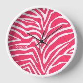 ピンクパーソナライズされたのゼブラ壁時計 壁時計 (正面)