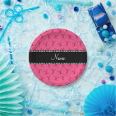 ピンクパーソナライズされたのチアリーダパターン ペーパープレート (パーティー)