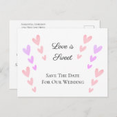 ピンクパーソナライズされたのハートは甘結婚い救 案内ポストカード (正面/裏面)