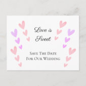 ピンクパーソナライズされたのハートは甘結婚い救 案内ポストカード (正面)