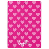 ピンクパーソナライズされたのハートパターン クリップボード (裏面)