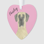 ピンクパーソナライズされたのハート子豚マスク大きなダン オーナメント (正面)