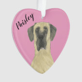 ピンクパーソナライズされたのハート子豚マスク大きなダン オーナメント (正面)