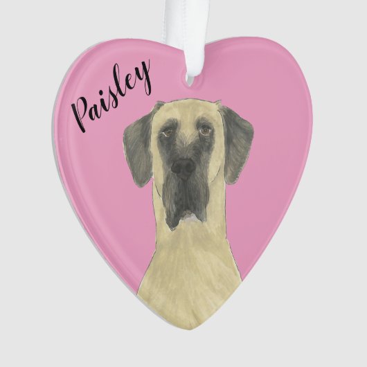 ピンクパーソナライズされたのハート子豚マスク大きなダン オーナメント (正面)