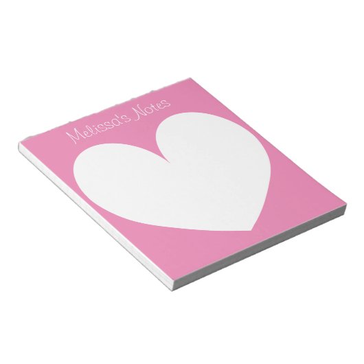 ピンクパーソナライズされたのハート書ノートのパッド ノートパッド (アングル)