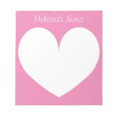 ピンクパーソナライズされたのハート書ノートのパッド ノートパッド (正面)