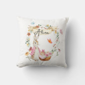 ピンクパーソナライズされたのバニーイースターウォーター色 クッション (正面)