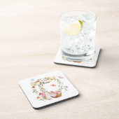 ピンクパーソナライズされたのバニーイースターウォーター色 コースター (右側)