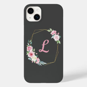 ピンクパーソナライズされたのバラがグレー Case-Mate iPhone 14 PLUSケース