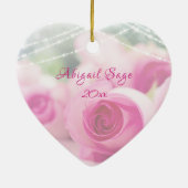 ピンクパーソナライズされたのバラとライトのSweet sixteen セラミックオーナメント (裏面)