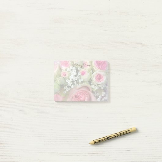 ピンクパーソナライズされたのバラの花束Itノートを投稿 ポストイット (デスク上)