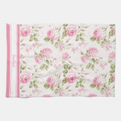 ピンクパーソナライズされたのバラ キッチンタオル (横)