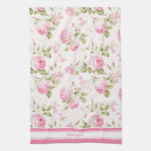 ピンクパーソナライズされたのバラ キッチンタオル (縦)