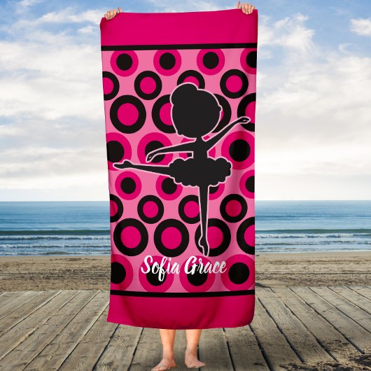 ピンクパーソナライズされたのバレリーナキッズバスタオル バスタオル