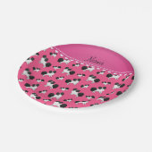 ピンクパーソナライズされたのパピロン犬の名前 ペーパープレート (アングル)