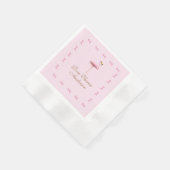 ピンクパーソナライズされたのフラミンゴをテーマにした 縁ありカクテルナプキン (角)