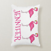 ピンクパーソナライズされたのフラミンゴフラミンゴストロピカルバード アクセントクッション (正面(垂直))