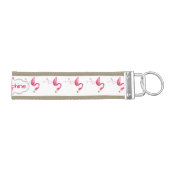 ピンクパーソナライズされたのフラミンゴ リストバンドキーホルダー (鍵右)