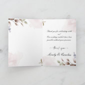 ピンクパーソナライズされたのフローラの結婚花 サンキューカード (内部)
