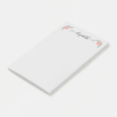 ピンクパーソナライズされたのフローラスエレガントクリプト ポストイット (アングル)