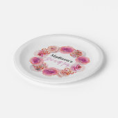ピンクパーソナライズされたのフローラバチェロレッテ ペーパープレート (アングル)