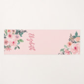 ピンクパーソナライズされたのフローラバラ ヨガマット (正面(横))
