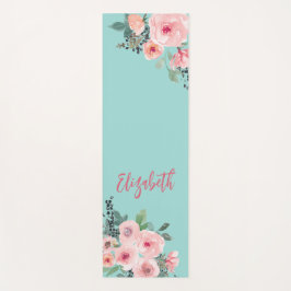 ピンクパーソナライズされたのフローラバラ ヨガマット