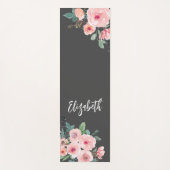 ピンクパーソナライズされたのフローラバラ ヨガマット (正面)