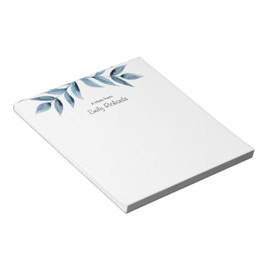 ピンクパーソナライズされたのフローラパターン（の模様が）あるメモ帳 ノートパッド (アングル)