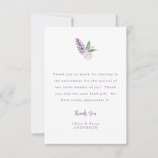 ピンクパーソナライズされたのフローラメッセージサンキューカード サンキューカード (正面)