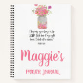 ピンクパーソナライズされたのフローラ聖句スパイラル ノートブック (正面)