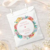 ピンクパーソナライズされたのフローラ赤ちゃんシャワー フェイバーバッグ (クリップ留めされた状態)