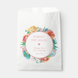 ピンクパーソナライズされたのフローラ赤ちゃんシャワー フェイバーバッグ