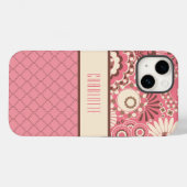 ピンクパーソナライズされたのフローラ電話ケース Case-Mate iPhoneケース (裏面 (横))