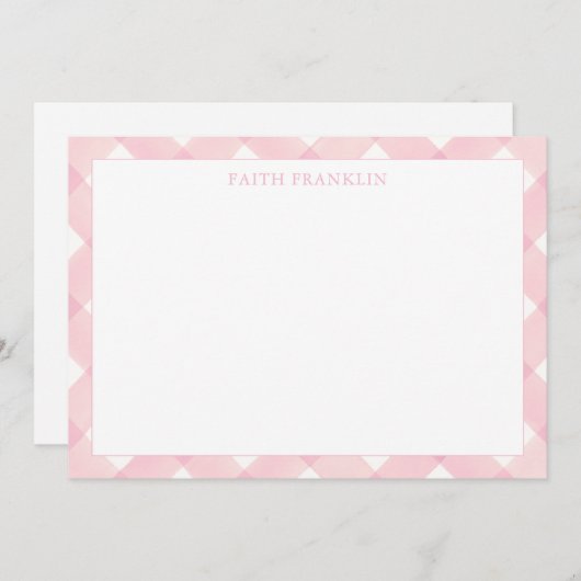 ピンクパーソナライズされたのプライド歯肉ベビー文房具 サンキューカード (正面/裏面)