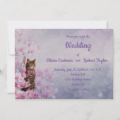 ピンクパーソナライズされたのマグノリアとキャッ結婚ト 招待状 (正面)