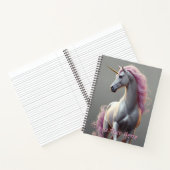 ピンクパーソナライズされたのマネの白いユニコーン ノートブック (内部)