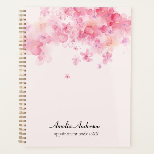 ピンクパーソナライズされたのメイクアップアーティストアポイントメント本 プランナー手帳 (正面)