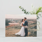 ピンクパーソナライズされたのモノグラム氏の写結婚真 サンキューカード (スタンド正面)