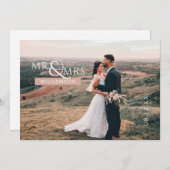 ピンクパーソナライズされたのモノグラム氏の写結婚真 サンキューカード (正面/裏面)