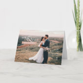 ピンクパーソナライズされたのモノグラム氏の写結婚真 サンキューカード (正面)